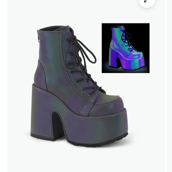 Demonia Shoes - Demonia Camel 203 Multi Reflective Platform Boots